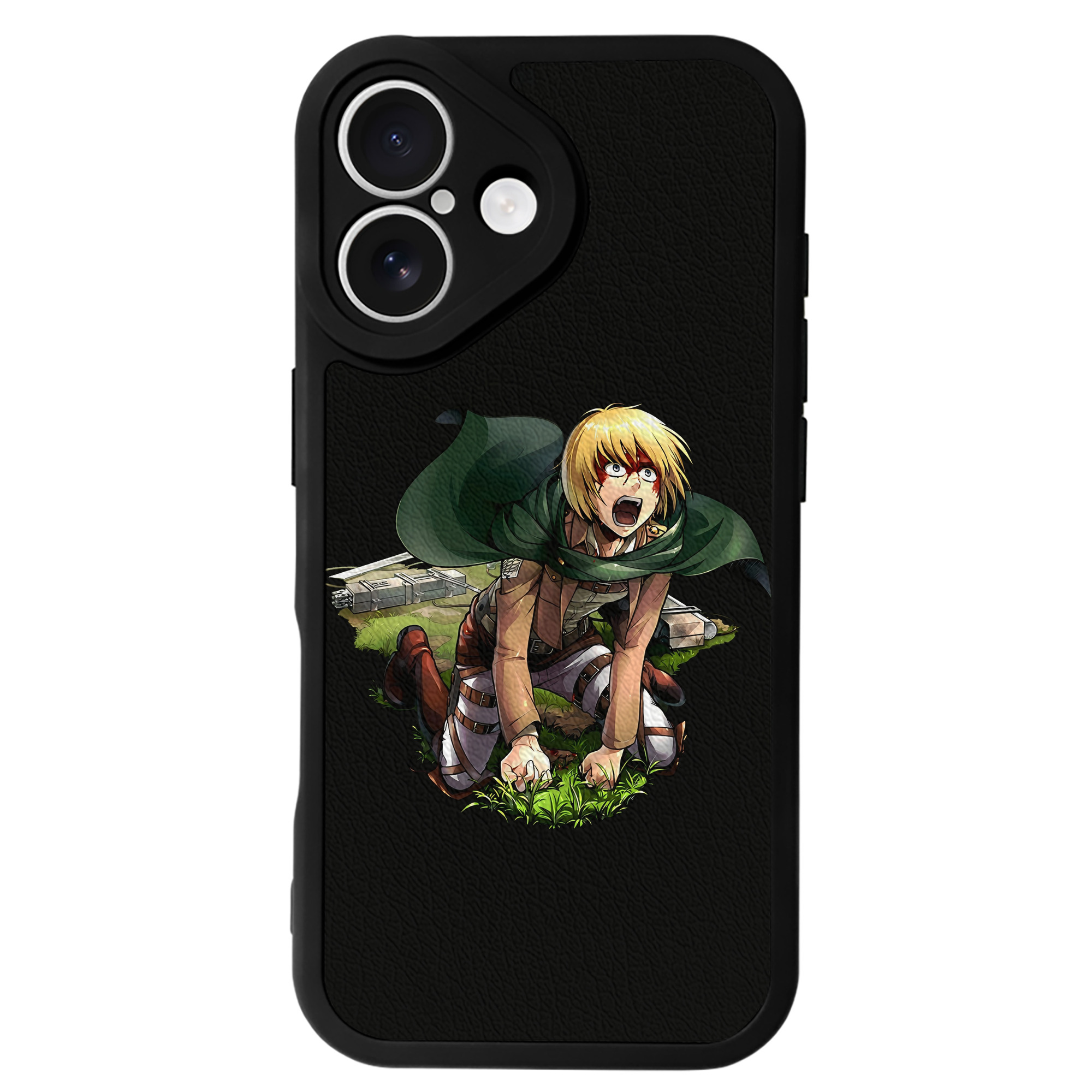 （画像用） 進撃の巨人 アルミン·アルレルト Attack on Titan Armin Arlert 【iPhone 16シリーズ対応】シリコンスマホケース（レザー調） 材質：シリコン